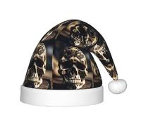 PUYhgb Skull Rock Roll Squelette Os Print Unisexe Chapeau de Noël, Chapeau de Vacances de Noël, Chapeau de Noël Bon pour Noël, Cosplay