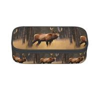 PUYhgb Trousse multifonction de grande capacité avec imprimé cerf, ours, élan, pour un rangement facile des articles de papeterie