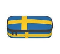 PUYhgb Trousse multifonction de grande capacité avec imprimé drapeau suédois pour un rangement facile des articles de papeterie