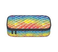 PUYhgb Trousse multifonction de grande capacité avec imprimé écailles de poisson arc-en-ciel pour un rangement facile des articles de papeterie