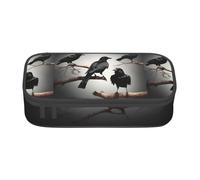 PUYhgb Trousse multifonction grande capacité avec motif corbeau et oiseaux sur une branche pour un rangement facile des articles de papeterie