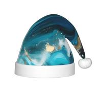 PUYhgb Turquoise Bleu Or Marbre Imprimé Chapeau de Noël Unisexe, Chapeau de Vacances de Noël, Chapeau de Noël Bon pour Noël, Cosplay