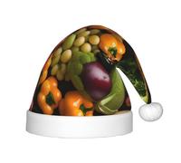 PUYhgb Variété de légumes frais fruits imprimé chapeau de Noël, chapeau de Noël, chapeau de Noël bon pour Noël, cosplay
