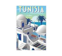 puyoo Nordique Affiche vintage de voyage villes Tunisie Afrique AlgéRie Paysage 1 sur toile Décoration murale pour salon, chambre à coucher, style sans cadre, 30 x 45 cm