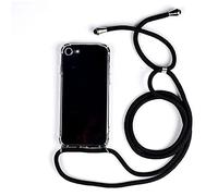 PuYu Zhe Coque pour Samsung Galaxy A41 avec Cordon de Collier, Coque Transparente Silicone TPU Bumper Etui Housse avec Cordon Réglable Cover Téléphone Lanière-Noir