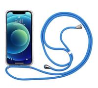 PuYu Zhe Coque pour Samsung Galaxy A41 avec Cordon de Collier, Coque Transparente Silicone TPU Bumper Etui Housse avec Cordon Réglable Cover Téléphone Lanière-Bleu Ciel