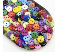 PUYUNA Boutons, Boutons 50 pièces 11,5 mm Couleurs Bouton de Pain à Double œil Rond Boutons de Couture en résine Bricolage Scrapbooking Boutons de Couture Multicolores (02)(1)