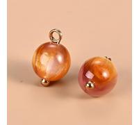 PUYUNA Boutons Tendance, 20 pièces de 10 mm, Petites Boules Rondes en Or Noir, Perles Semi-circulaires décoratives for la Fabrication de vêtements, Boutons à Tige en résine(Roange Golden)