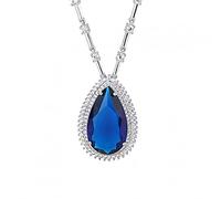 PUYUNA Collier saphir en argent 925, 15x25mm, for femmes, diamant, pierres précieuses, bijoux de mariage, cadeau(Dark blue)