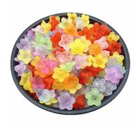 PUYUNA Lot de 50 perles en acrylique mat 12,5 mm forme fleur, intercalaires for la création bijoux et autres accessoires DIY #F165180-Rouge(Mixing)