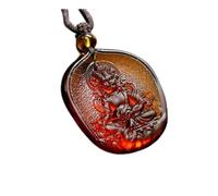 PUYUNA Pendentif unisexe en verre jaune représentant le dieu de la richesse, statue Bouddha et déesse gardienne