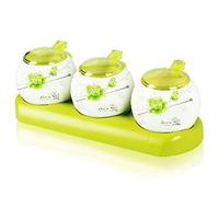 PUYUNA Pots à épices, sucrier, récipient, boîte sel et assaisonnement - Lot de 3 (vert)(Green)