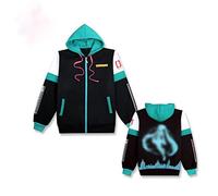 PUYYDS Anime Vocaloid Miku Hommes et Femmes Coton Cardigan Fermeture éclair à Capuche Sweat à Capuche de Cosplay Sweat Harajuku Veste d'hiver noël Gigt