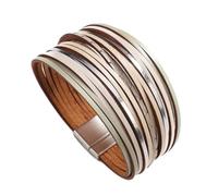 PUYYDS Boho Mince Bande Multicouche Bracelets en Cuir pour Femmes Mode Multicolore Shred Wrap Bracelet Simple Unisexe Bijoux