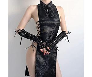 PUYYDS Haute Split Bandage Mini Robe Qipao Sexy Lingerie Cheongsam Uniforme Femmes Chinois Traditionnel Robe De Soirée Discothèque Costumes