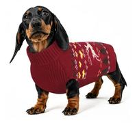PUZAUKAL Pull Noël Chien Hiver Chaud, Pull Chien avec Rennes et Flocons | Pull-overs Pour Chiens Petit Moyen Grande Taille, Vêtement Chiens Noël, Pull-overs Chihuahua Bouledogue, Rouge M