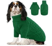 PUZAUKAL Pull pour Chien Petite Taille avec Manches Pattes Avant, Vert L | Pull-overs Chiens Avec Col Roulé Et Ouverture Pour Harnais, Pull Chien Noel Manteau Adapté Chihuahua, Teckel Et Bouledogue.