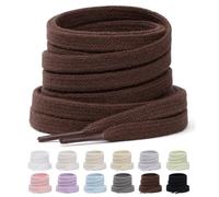 Puzeam 2 Paires de Lacets Plat en Coton, Lacets Chaussures à Double Couche de 8mm de Largeur pour Baskets, Chaussures de Course, 13 Couleurs, Lacets Athlétiques de Remplacement - Marron 114