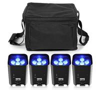 PUZILOZA 4pcs 108W APP projecteurs par LED rechargeables avec sac, RGBWA+UV DMX Wandwäsche Beleuchtung lumière disco extérieur avec télécommande pour DJ, bar, KTV, mariage, anniversaire