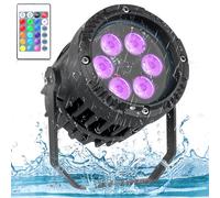PUZILOZA 6 x 3W IP67 Étanche Par LED, RGBW 4 en 1 LED Lumières DJ Éclairage de Scène avec Télécommande, pour Représentation en Extérieur, Pelouse, Fête, Bar, Scène, Festival