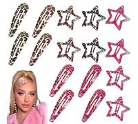 Puzxo Y2K Lot de 8 paires de pinces à cheveux en métal avec étoiles et gouttes d'eau Multicolore Rose et marron Pour cheveux fins et épais