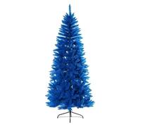 PUZYI Fêtes Sapin de Noël Artificiel Bleu avec Touches décoratives, 2,1 m, décoration saisonnière en PVC for l'intérieur et l'extérieur, Support en métal Décorations