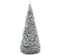 PUZYI Fêtes Sapin de Noël Artificiel floqué de Neige, 1,8 m, articulé avec Support en métal, Fin, for l'intérieur et l'extérieur Décorations(No Light,1.8m)