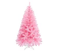 PUZYI Sapin de Noël articulé en épicéa, Support métallique Pliable for décoration de Noël, Maison/Bureau, intérieur et extérieur, Rose(1.8m)