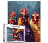 Puzzle, 1 000 pièces, motifs coqs, animaux, œuvre d'art, pour adultes, 27 x 20″, colorés, bricolage, fleurs tropicales, pour décoration d’intérieur, puzzle familial parfait pour les soirées de jeu