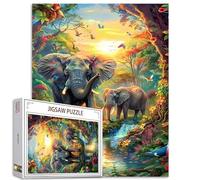 Puzzle 1 000 pièces, pour adultes, motifs peinture, animaux, forêt, jungle, éléphants africains, jeu, activité, faune, oiseau, art, pour famille exigeante, à faire soi-même, décoration murale, cadeaux