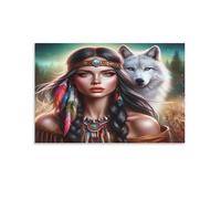 Puzzle 1 000 pièces pour Adultes - Puzzle coloré pour décoration intérieure, Jeux et activités en Famille, cadeauFemme autochtone louve 57x87cm