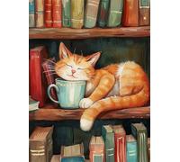 Puzzle 100 Pieces Adulte Chat Bibliothèque 40 x 28 cm Puzzles Adultes 100 Pièces Puzzle Impossible Jeu Éducatif Jeu D'adresse pour Toute la Famille
