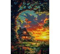 Puzzle 100 Pieces Adulte Paysage Chalet Coucher Soleil 40 x 28 cm Puzzles Adultes 100 Pièces Puzzle Impossible Jeu Éducatif Jeu D'adresse pour Toute la Famille