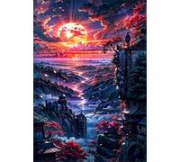 Puzzle 100 Pieces Adulte Paysage Montagne Coucher Soleil 40 x 28 cm Puzzles Adultes 100 Pièces Puzzle Impossible Jeu Éducatif Jeu D'adresse pour Toute la Famille