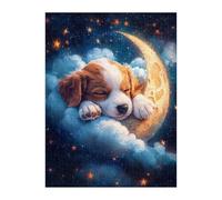 Puzzle 100 Pieces Adultes Animal Chien Lune, Défis Amusants Détente Créativité Puzzle Impossible, Puzzles pour Adultes 100 Pièces 40 x 28 cm