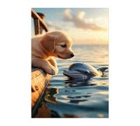 Puzzle 100 Pieces Adultes Animaux Chien Dauphin, Défis Amusants Détente Créativité Puzzle Impossible, Puzzles pour Adultes 100 Pièces 40 x 28 cm