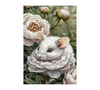 Puzzle 100 Pieces Adultes Blanc Fleur Hamster 40x28 cm Puzzles Classiques Jeu Éducatif Activité Familiale Parfaite Puzzle Adulte 100 Pièces