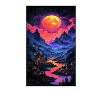 Puzzle 100 Pieces Adultes Campagne Moon Mountain, Défis Amusants Détente Créativité Puzzle Impossible, Puzzles pour Adultes 100 Pièces 40 x 28 cm