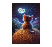 Puzzle 100 Pieces Adultes Chat Dessin Animé Lune, Défis Amusants Détente Créativité Puzzle Impossible, Puzzles pour Adultes 100 Pièces 40 x 28 cm