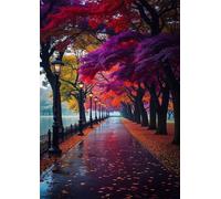 Puzzle 100 Pieces Adultes Chemin Arbres d'automne 40x28 cm, Examinez Les pièces, Découvrez Les Indices et Résolvez l'enquête, Puzzle Adulte 100 Pièces