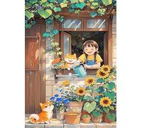 Puzzle 100 Pieces Adultes Chienne Fille Fleurs 40x28 cm, Examinez Les pièces, Découvrez Les Indices et Résolvez l'enquête, Puzzle Adulte 100 Pièces