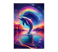 Puzzle 100 Pieces Adultes Dauphin Ciel Étoilé, Défis Amusants Détente Créativité Puzzle Impossible, Puzzles pour Adultes 100 Pièces 40 x 28 cm