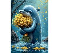 Puzzle 100 Pièces Adultes Dauphin Fleuri 40 x 28 cm, Jeux éducatif, Divertissement Créatif, Puzzle Classique, Jeu Difficile Puzzles 100 Pièces