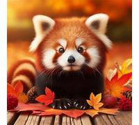 Puzzle 100 Pièces Adultes Feuille D'Érable Panda Roux, Jeu éducatif Défi Jouets Divertissement Créatif, Puzzle Adulte 100 Pieces 35x35 cm