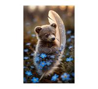 Puzzle 100 Pieces Adultes Plume d'ours Fleurie, Défis Amusants Détente Créativité Puzzle Impossible, Puzzles pour Adultes 100 Pièces 40 x 28 cm