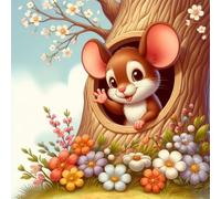 Puzzle 100 Pièces Adultes Souris Dessin Animé Fleur, Développe Observation, Logique et Concentration, Puzzle Adulte 100 Pieces 35x35 cm