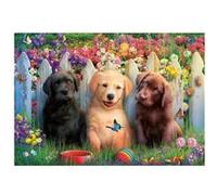 Puzzle 100 pieces animaux 3 adorables chiots labrador chien - enfant 6 ans - qualite carton epais fsc - set jouet puzzle + carte