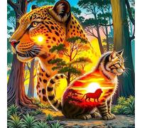 Puzzle 100 pièces,Animaux de la Jungle au Coucher du Soleil Puzzles pour Adultes,Jeux éducatifs,Puzzles Artistiques à Faire Soi-Même idéal pour la Décoration Intérieure et Les Cadeaux