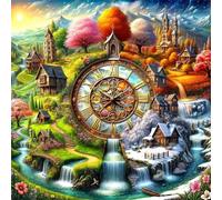 Puzzle 100 pièces Campagne des Quatre Saisons,Puzzles pour Adultes Jeux d'activités Familiales,Puzzle à Faire Soi-même pour Décoration Murale de la Maison