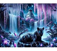 Puzzle 100 pièces Cascade du Grenier Léopard Puzzles pour Adultes Jeux d'activités Familiales,Puzzle à Faire Soi-même pour Décoration Murale de la Maison